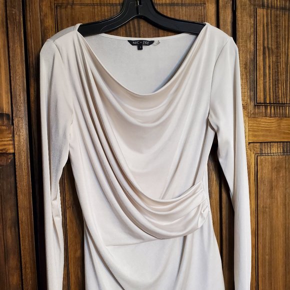 Nic & Zoe White Drap Professional Top Small - Picture 1 of 4